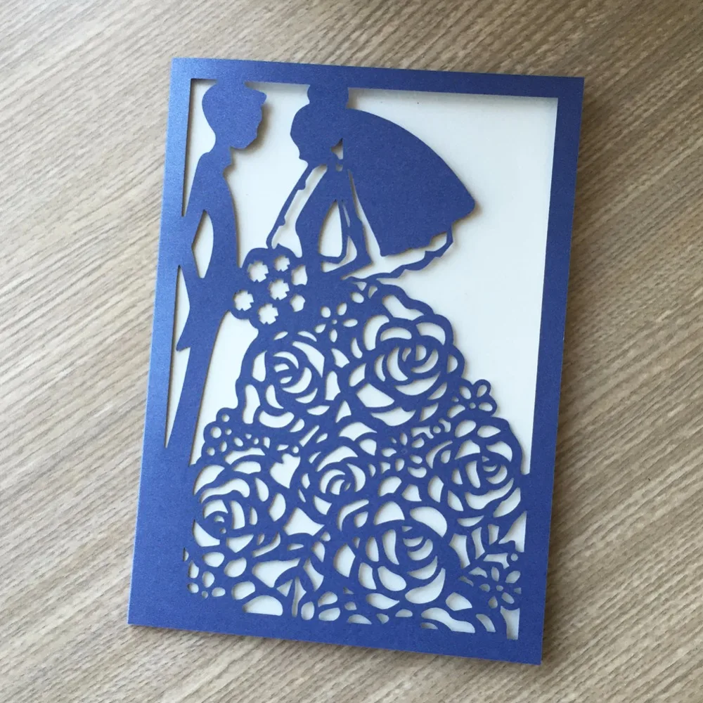 

30Pcs Silver &Blue Wedding Invitation Cards Multi-color Laser Cut Bussiness Cards Party Souvenirs Wedding Centerpieces Decor