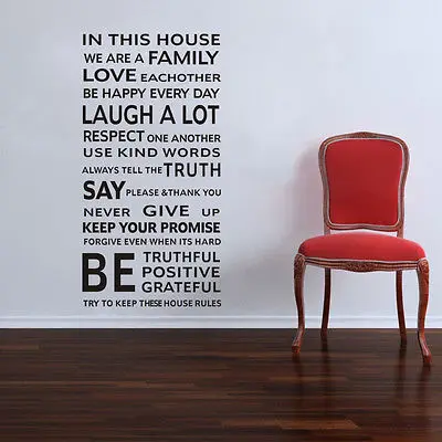 Стильная Наклейка на стену с надписью «The FAMILY HOUSE RULES», домашний декор, художественная наклейка с цитатами, виниловые Съемные самоклеящиеся обои «сделай сам» W710