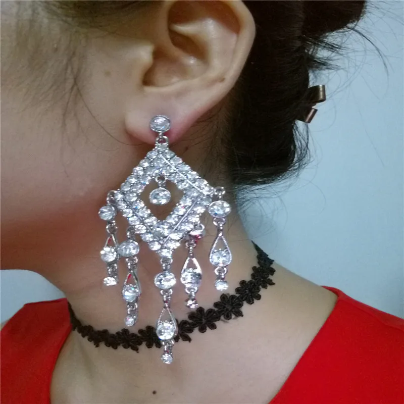 Глаза форма посеребренные серьги Лидер продаж Длинные Стиль Кристалл Циркон