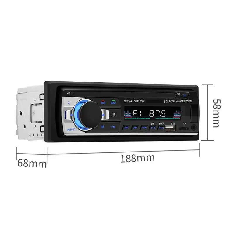 12V 530 LCD Screen Bluetooth 4.0 MP3 Player Car FM Radio U AUX disk 6 car accessries