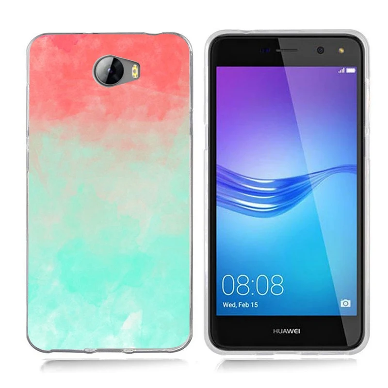 Цветной мягкий чехол из ТПУ с мраморным цветком и силиконовым рисунком для Huawei Y5