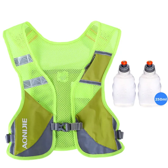 Green 2 bottles AONIJIE 3L светоотражающий жилет для бега и езды на велосипеде, марафон, рюкзак для пеших прогулок, сумка для улицы с 2 шт 250 мл бутылками для воды - Цвет: Green 2 bottles