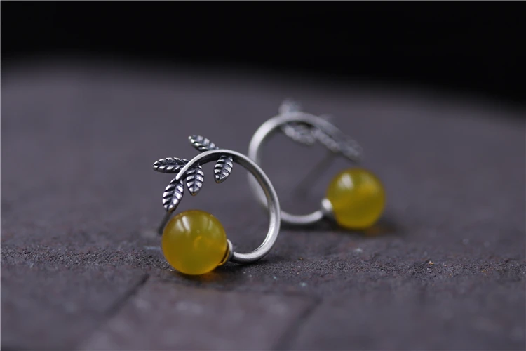 Женские винтажные серьги гвоздики C & R из настоящего серебра 925 пробы с желтым