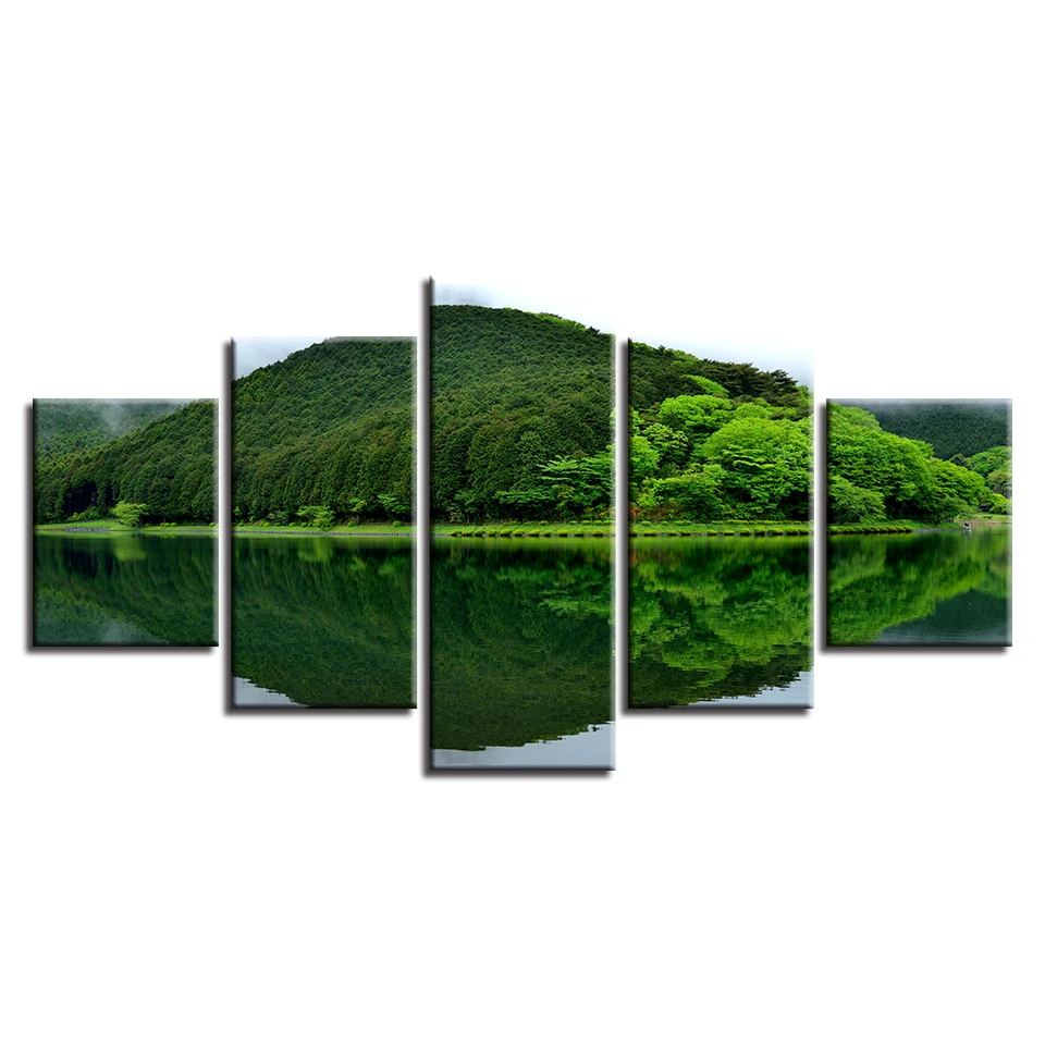 Каркасные работы HD Печать картины декор комнаты 5 шт. зеленые горные озера