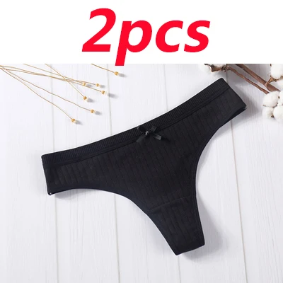 2pcs black 2 шт., сексуальные трусики, стринги, нижнее белье, женские сексуальные трусики-танга, трусики, нижнее белье, низкая талия, хлопок, нижнее белье для женщин, трусы, трусики - Цвет: 2pcs black