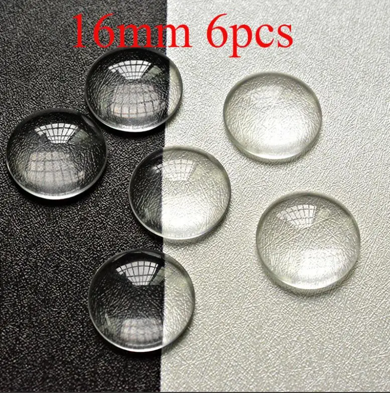 16mm 6pcs Fltmrh 8/10/12/14/16/18/20/25/30 мм Круглая Плоская задняя часть прозрачный Стекло кабошон для DIY Шарм Подвеска Цепочки и ожерелья ювелирных изделий Макин - Цвет: 16mm 6pcs