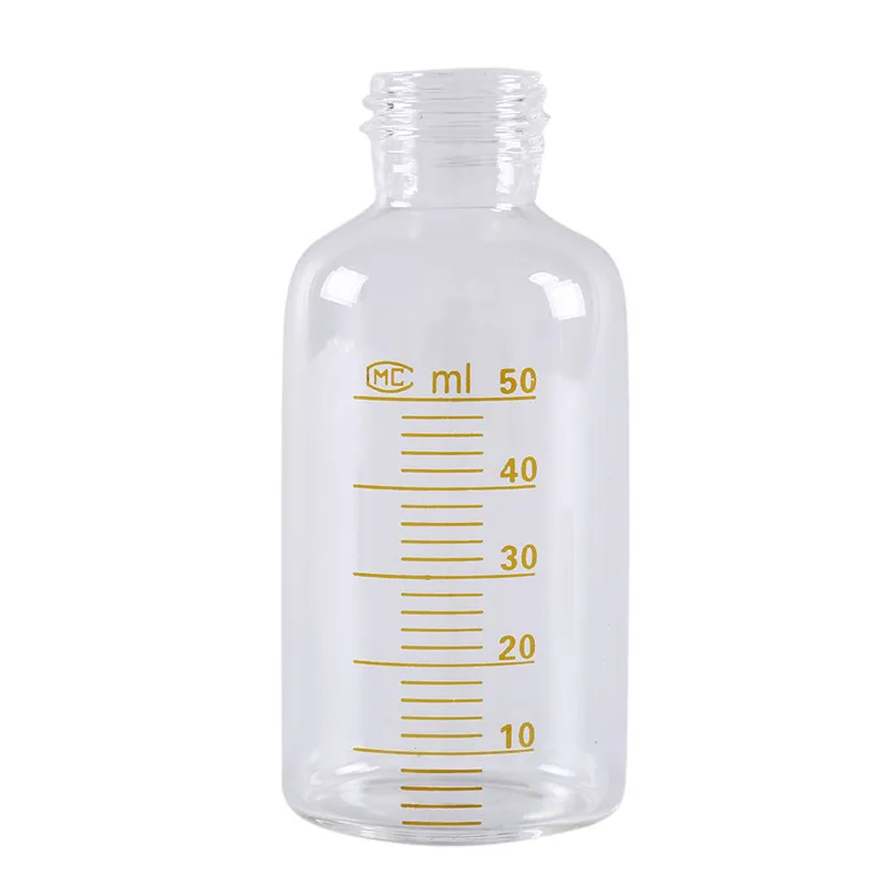 New 50ML Plastic Black Screw Cap On Cover Graduation Sample Vials Round Glass Reagent Bottle |