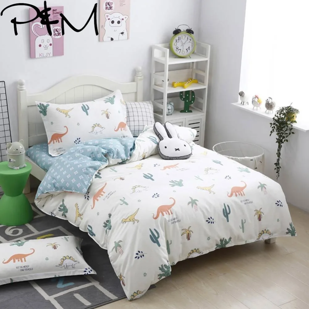 Комплект постельного белья из 3 предметов в мультипликационном стиле Папа и мима