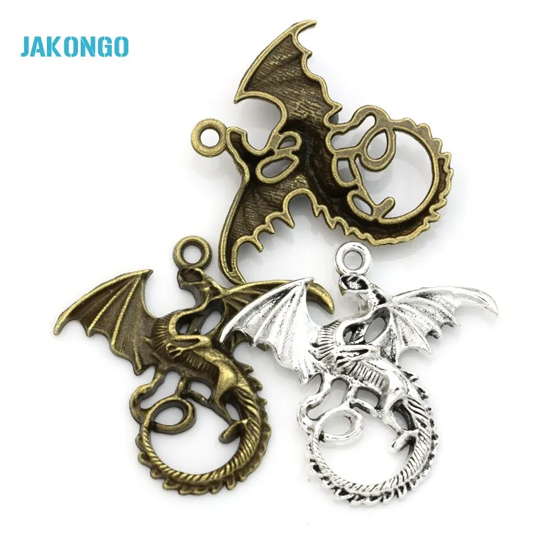4 шт. посеребренные Подвески в виде огненного дракона|dragon charm pendant|charm pendantpendants for