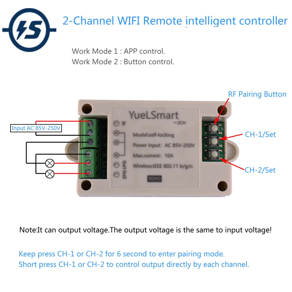 2 канальный Беспроводной Wi Fi переключатель 4G IoT с умным управлением релейный