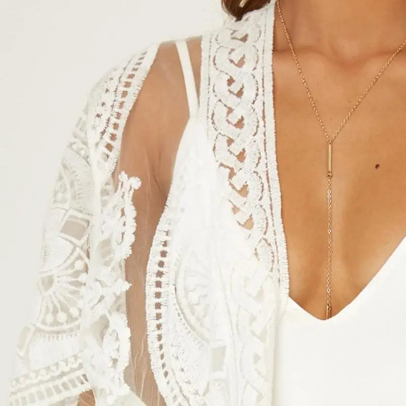 Женское кружевное пляжное платье Aartiee белое длинное платье-кафтан пляжная одежда