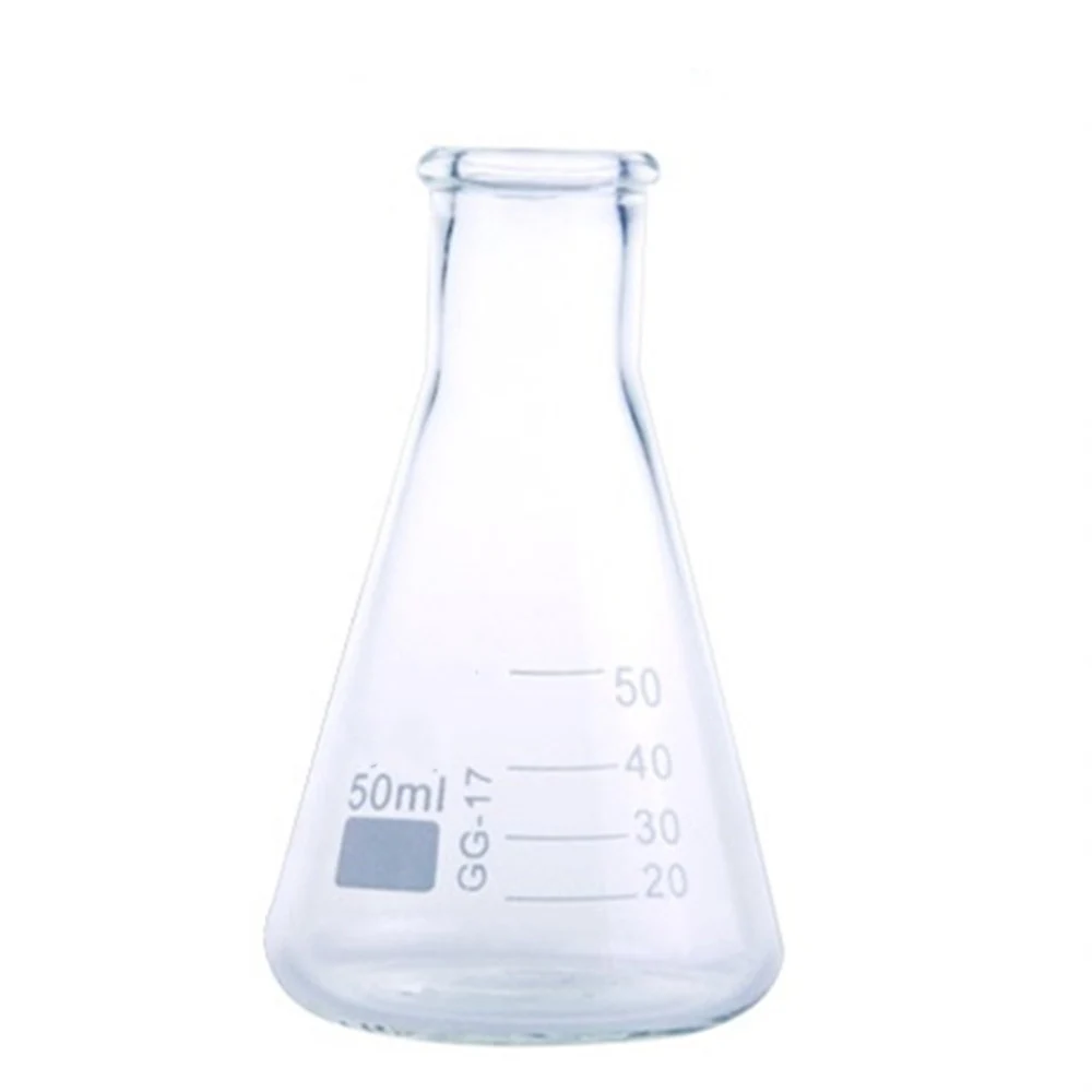 50 мл прозрачная стеклянная колба Erlenmeyer коническая с узким горлышком