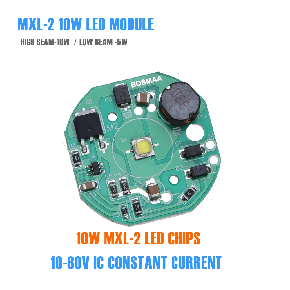 

BOSMAA 10W car light motor light DIY led chip MX L2 7070 smd LED Chip light PCB Module 6500k High Power 12V