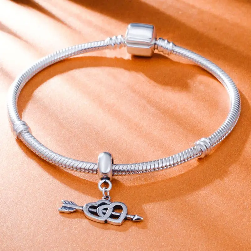 Подвеска Стрела купидора из серебра 925 пробы с сердечками|Шармы| |