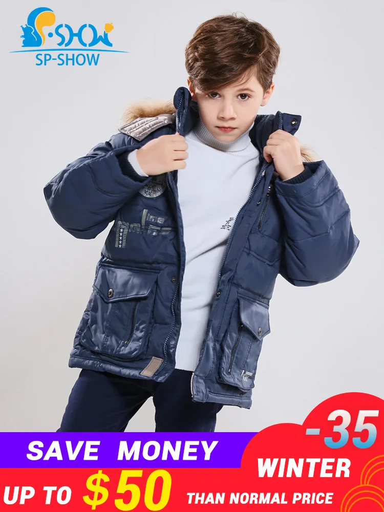 2019 зимняя Роскошная Брендовая детская куртка с мехом для мальчиков детские