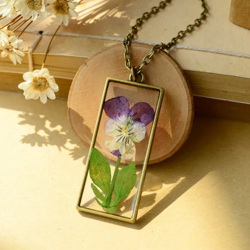 Flyleaf ручной работы натуральные сухие пансийские цветы ожерелья и подвески для