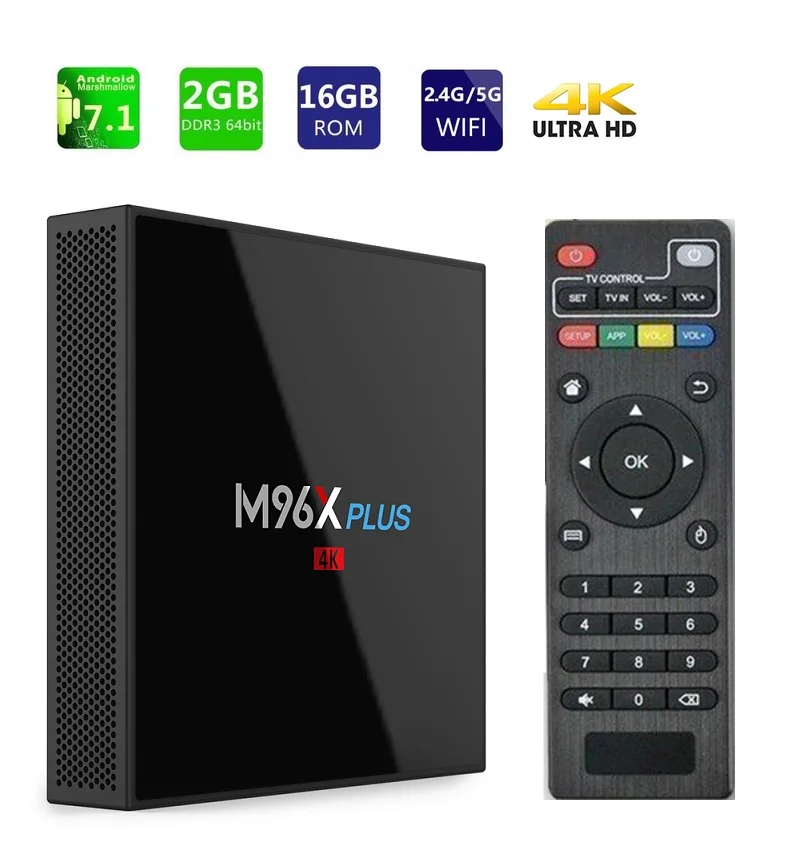 M96X плюс ТВ коробка Android7.1 Amlogic S912 64 бит Octa core 2 GB 16 4G + 5G Wi Fi BT4.0 LAN1000M 4 K комплект топ