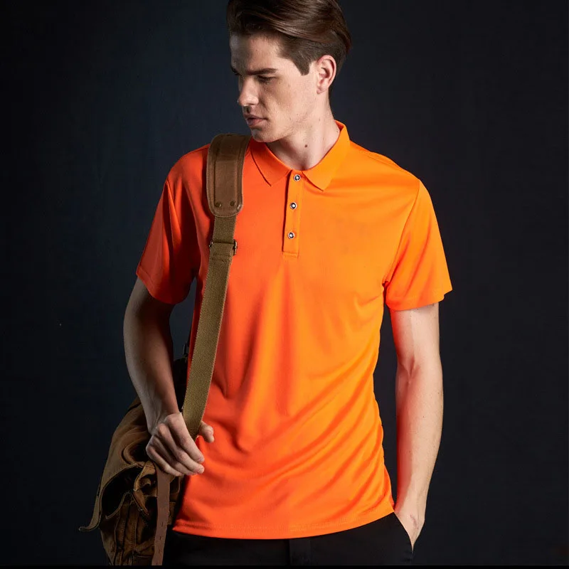 Быстросохнущая мужская приталенная рубашка-поло однотонная дышащая модная