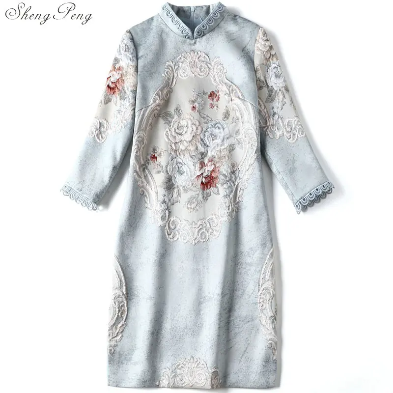 Qipao Традиционный китайский восточное платье женщины cheongsam пикантные современные китайское платье qi pao женские платье в азиатском стиле V1332
