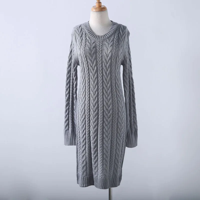 autumn winter long casual bodycon knitted sweater pullover sleeve elegant blue gray o neck sweaters | Женская одежда