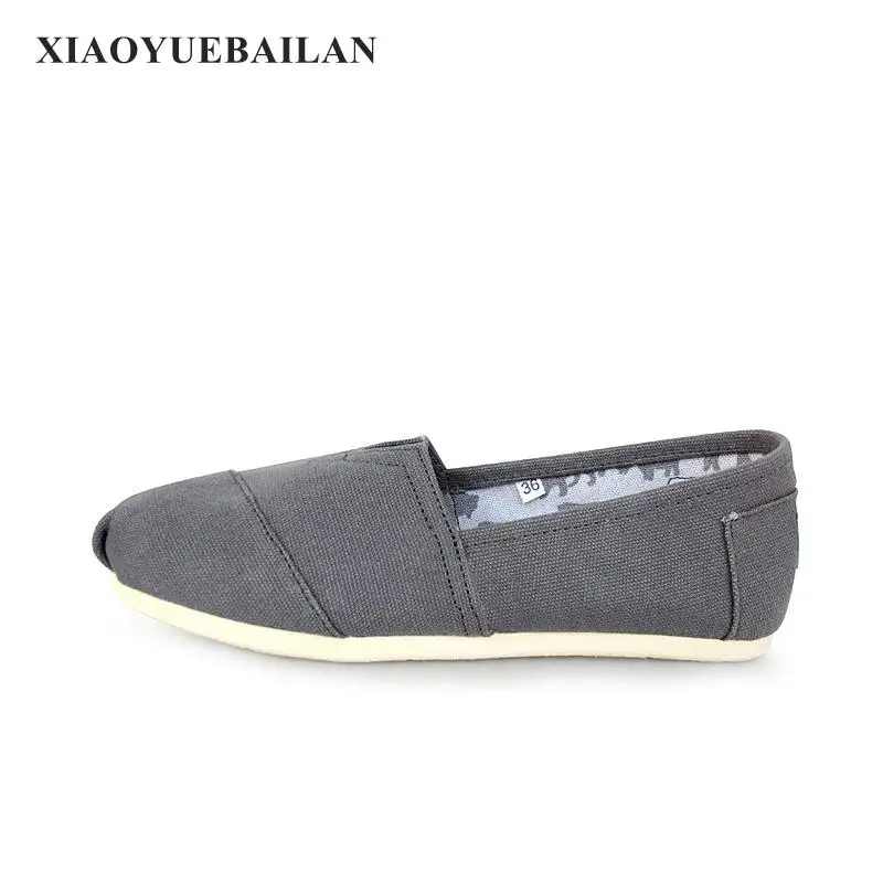 Парусиновая обувь однотонная повседневная на плоской подошве для влюбленных |