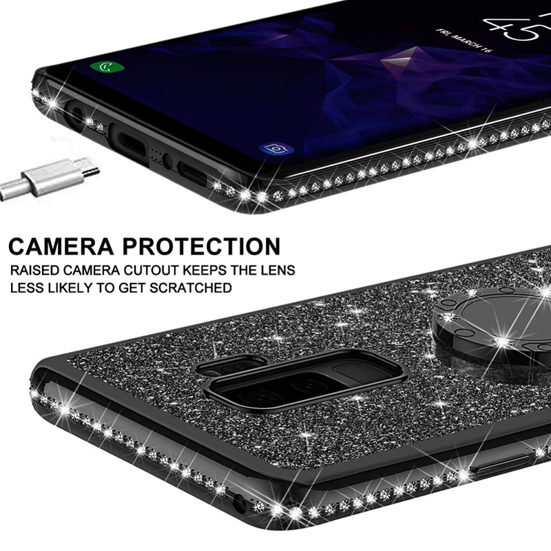 Luruxy Shockproof Clear Ultra Thin Soft TPU Bling Plating Glitter Case Cover For Samsung Galaxy S8 S9 Plus S8+ S9+ Bags |