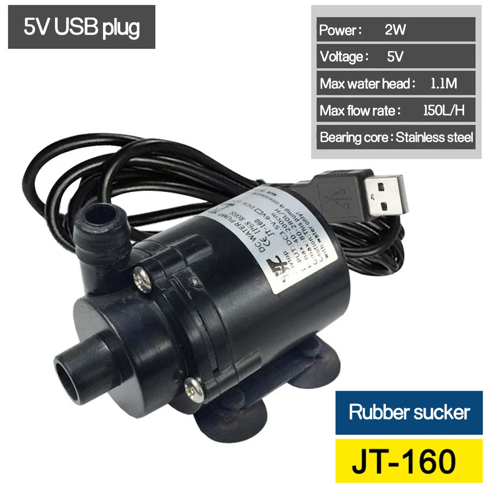 5V USB interface 12 В DC Электрический мини водяной насос микро Бесщеточный погружной насос циркуляционный насос для аквариума Фонтан медицинское охлаждение 280л/ч - Напряжение: 5V USB interface