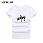 Женская футболка в стиле Харадзюку HETUAF Wifey, свободная футболка с графическим принтом, уличная одежда в стиле ольччан, 2018