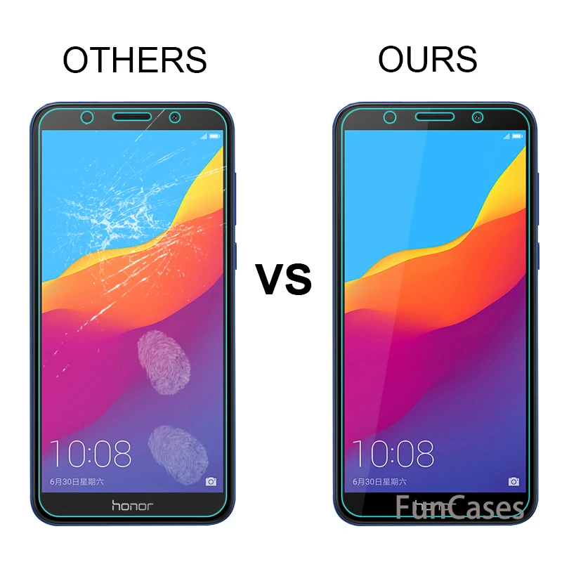 For Huawei Y5 Prime 2018 Tempered Glass Y9 Y6 Screen Protector on Honor 8X 6X 7X 7A 7C Protective | Мобильные телефоны и