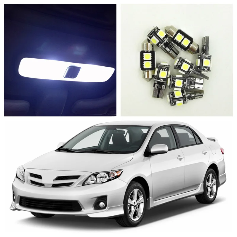 9 шт. SMD белые светодиодные лампы интерьерная Упаковка Комплект для Toyota Corolla 2012 2015