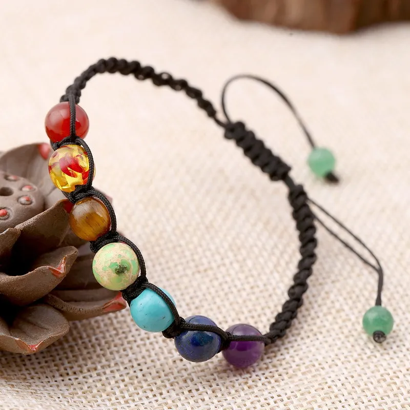 DIEZI Йога ювелирные изделия 8 мм бусины разноцветные браслеты Лава 7 Чакра