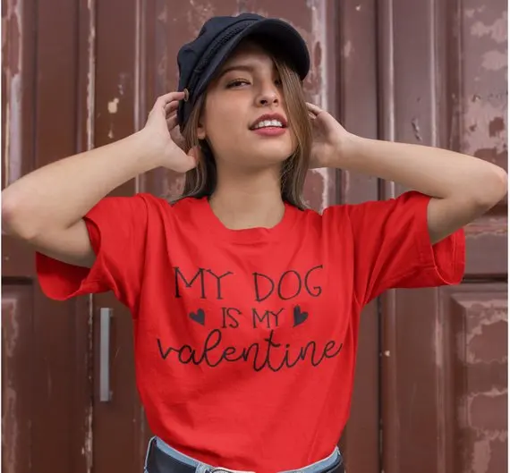 Женская футболка с графическим принтом My Dog is Valentine стильные топы на День святого
