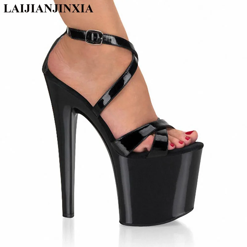 LAIJIANJINXIA 8 inch high heel shoes sexy for women pole dancing strappy sandals 20cm clubbing high heels Dance Shoes