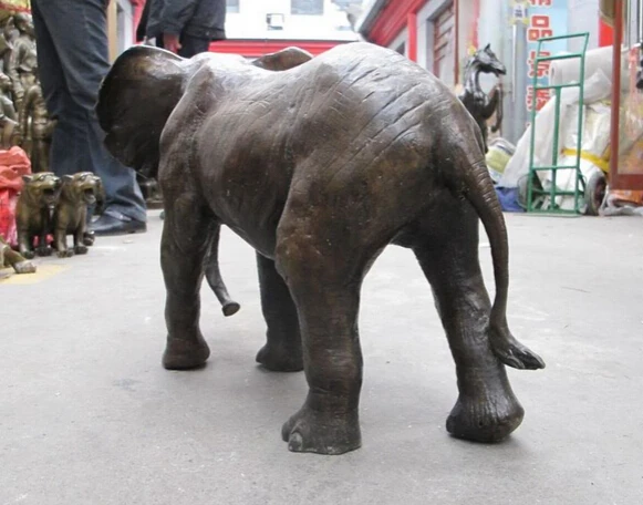 MISS sta.01966 18&quotChinese Art Bronze sculpture African elephant King of forest mammal Statue |
