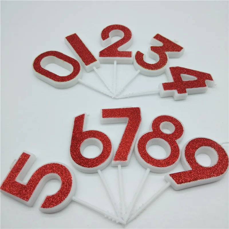 Оригинальные красные свечи Number 0 1 2 3 4 5 6 7 8 9 детские для торта на день рождения