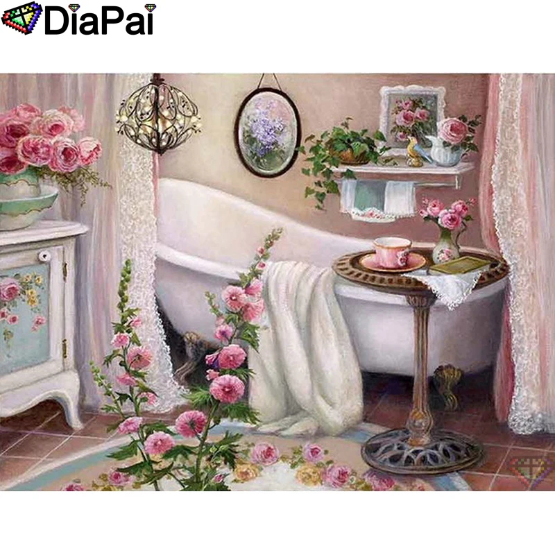 

DIAPAI 100% Full Square/Round Drill 5D DIY Diamond Painting "Flower bathroom" Diamond Embroidery Cross Stitch 3D Decor A18633
