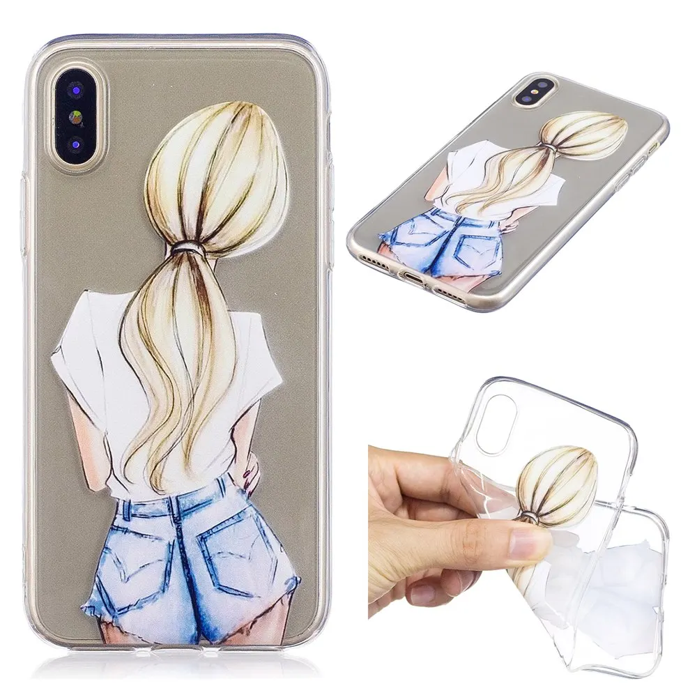 Черный чехол для телефона с каменным узором Apple 5S SE 6s Plus iphone X 7 8 прозрачные