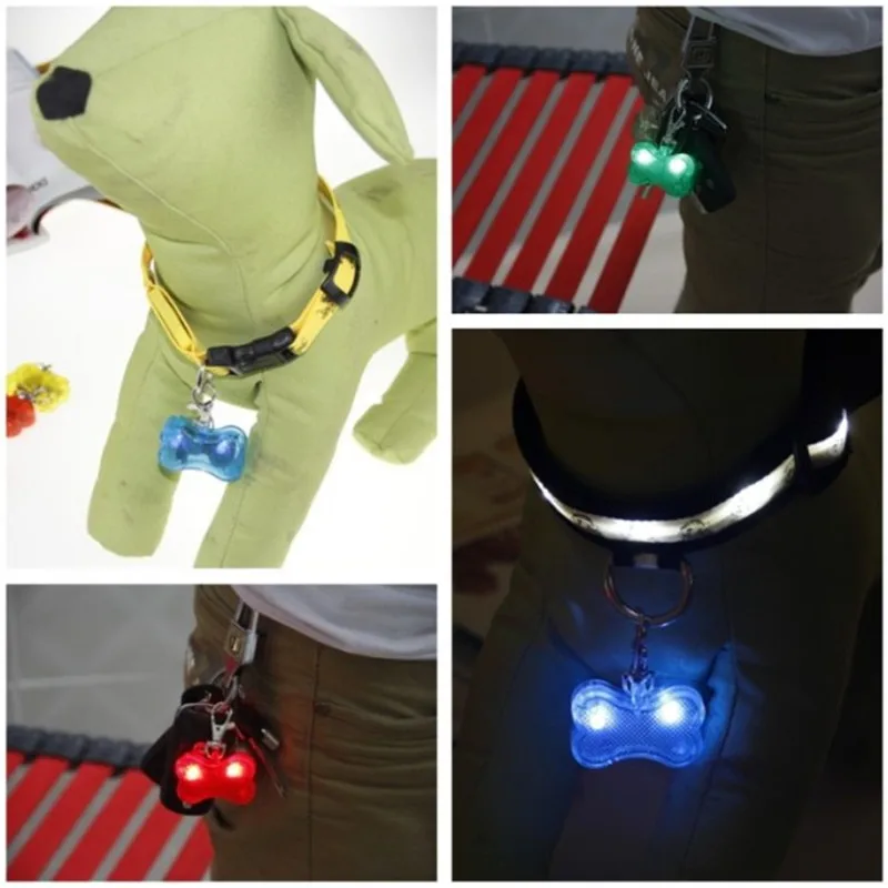 Топ моды 30 шт./лот LED свет вверх форма кость собаки ID тег Pet безопасности воротник