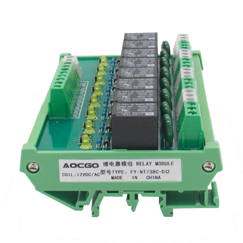 8 канальный интерфейсный релейный модуль T73 12VDC крепление на din рейку|interface relay|8