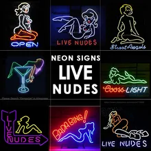 LIVE NUDES, светильник для девочек пивной бар Настоящее неоновое Стекло светильник Знак Домашний Пивной бар Паб отдых окна гаражная стена знак для бизнеса