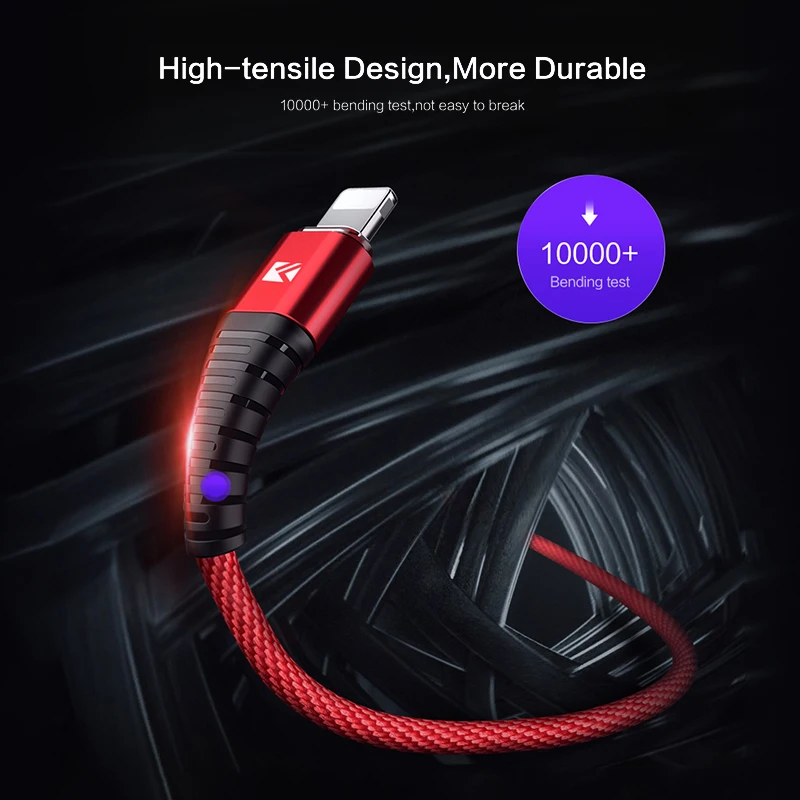 FLOVEME светодиодный usb кабель для зарядки iPhone iPad быстрой передачи данных мобильного