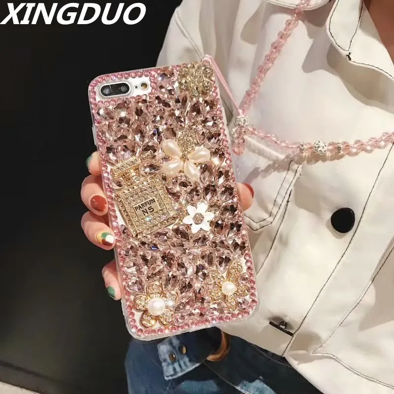 XINGDUO шикарный Роскошный чехол для телефона с бриллиантами флакон духов Huawei Mate 20