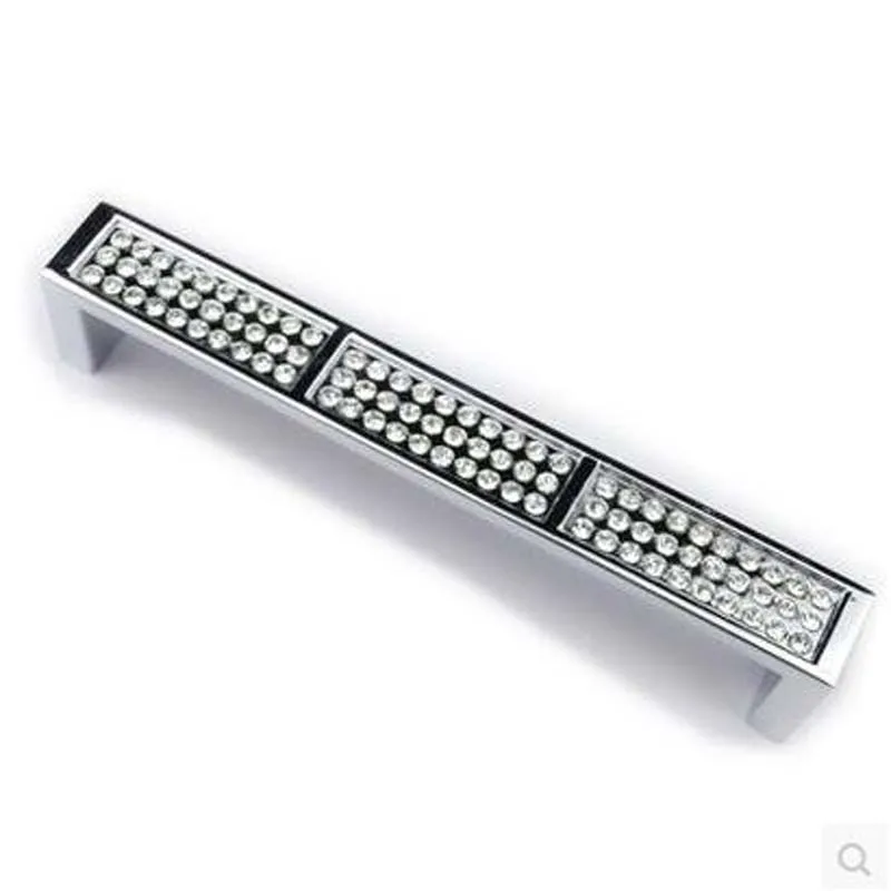 

96mm shiny silver dresser handle pull chrome cupboard drawer knob glass crystal kitchen cabinet furniture handles pulls knob