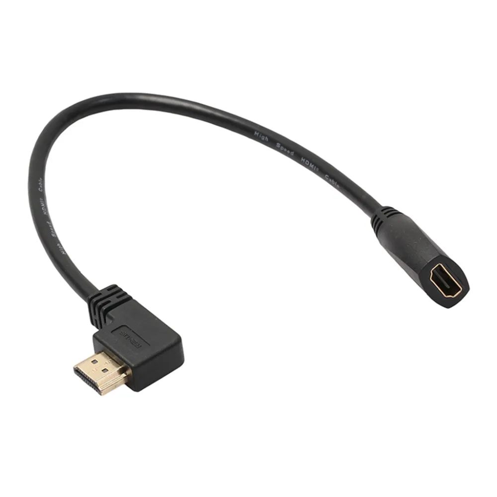 REXLIS Позолоченные 90 градусов влево/вправо HDMI кабель-удлинитель мужчин и женщин V1.4 1080 P для Оборудование для psp HDTV 30 см