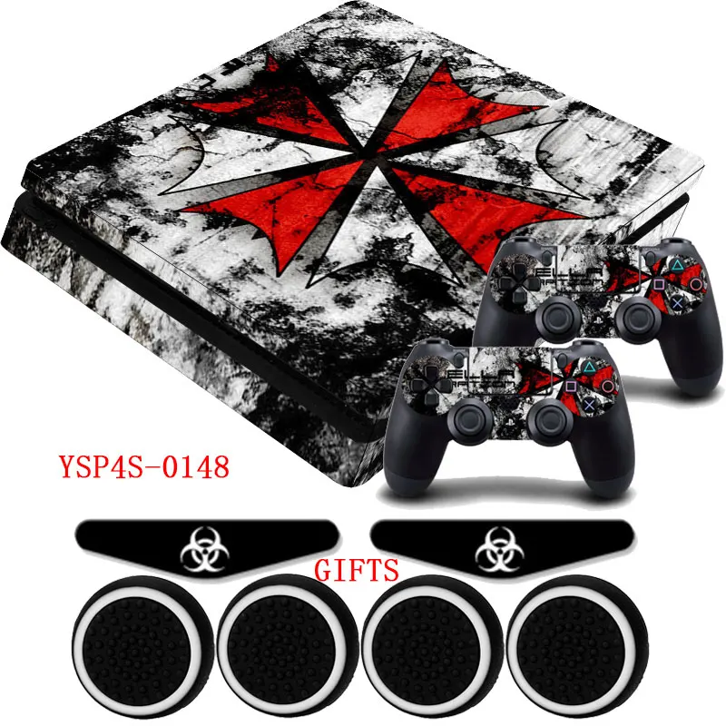 PS4 тонкий кожи консоли Resident Evil индивидуальные виниловая наклейка Стикеры и 2x