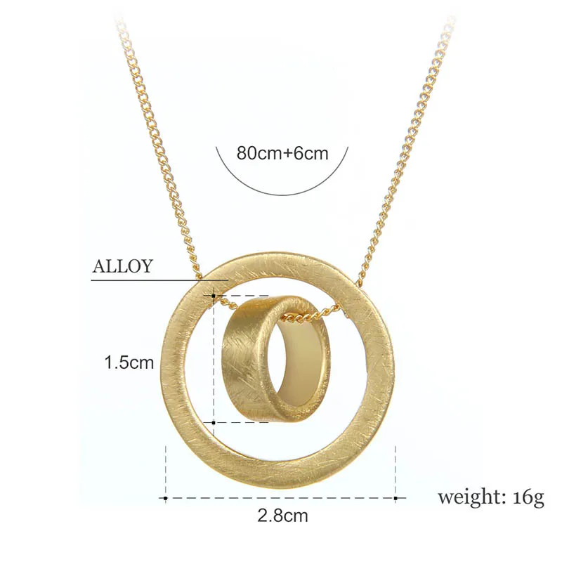 Ожерелье Shineland с двойным кольцом уникальная подвеска ожерелье модные украшения в