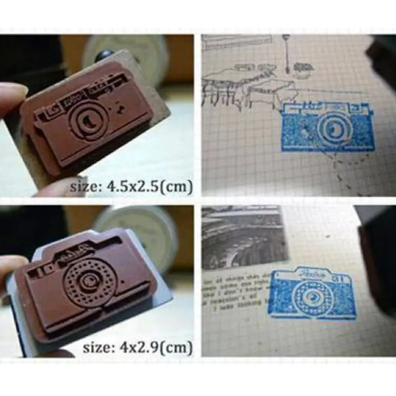 

Lovely 2 Model Korea Wooden retro Camera Rubber Stamp Seal Gray & Brown DIY Scrapbooking Stamping Stamps Arts Crafts