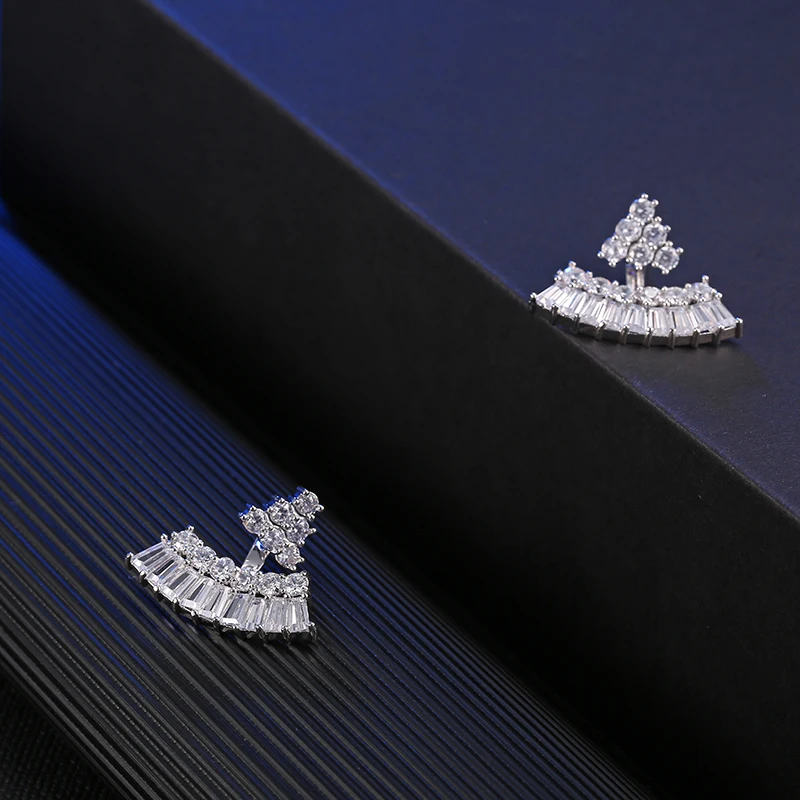 Женские Треугольные Серьги гвоздики с прозрачным фианитом|triangle stud earrings|stud earringsstud