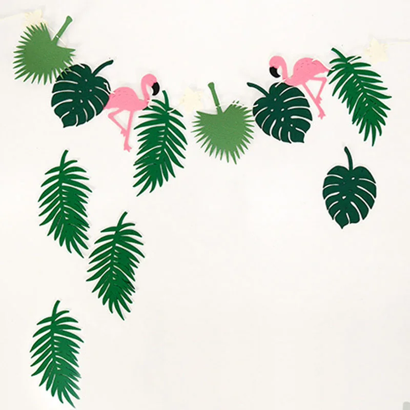 Гирлянда с фламинго и листьями из Гавайских джунглей праздничное украшение для