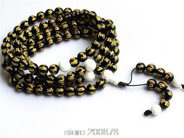 

BRO545 Buddhist 108 Black Carnelian Mantras Prayer Beads Meditation Mala 8mm Necklace Free Shipping